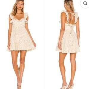 Tularosa Cream Backless Ruffle Dress